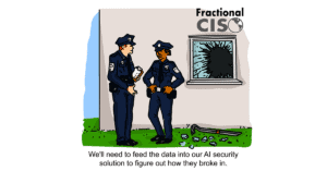 Two police officers standing outside of a smashed window.